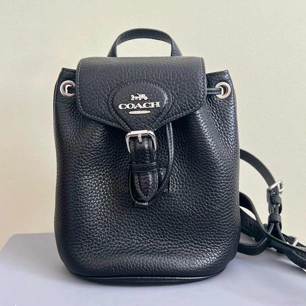 Coach Amelia Convertible Backpack Black Leather Small Crossbody Sling